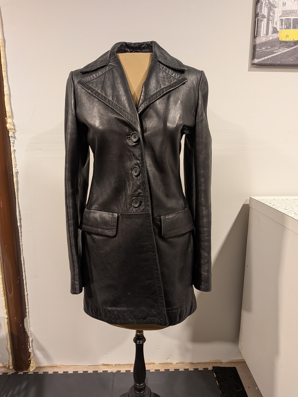 Banana Republic Black Leather Women's Coat